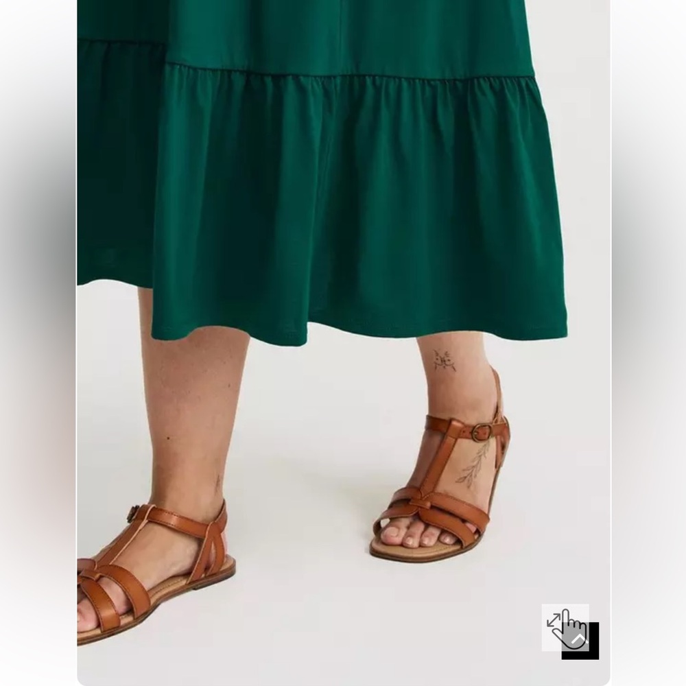 Torrid 0x sleeveless botanical garden Emerald Green Midi Dress cotton! Pockets! - Picture 3 of 8